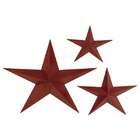   90332 Set Of 3 Antiqued Red Stars Metal Wall Art Decor Sculpture