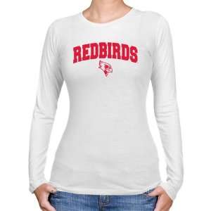 Illinois State Redbirds Ladies White Logo Arch Long Sleeve Slim Fit T 