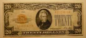 1928 Series GOLD CERTIFICATE $20 bill small size yellow seal RARE NOTE 