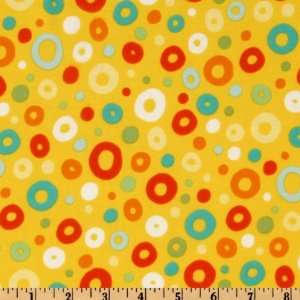  44 Wide Zoo Friends Flannel Circles Yellow Fabric By The 
