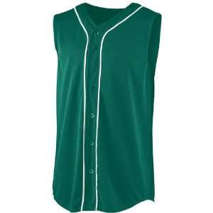 Custom Augusta Wicking Sleeveless Button Jerseys DARK GREEN/ WHITE AM