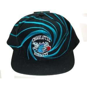 Vintage Charlotte Hornets Adjustable Snap Back Hat Cap Hat   Black 