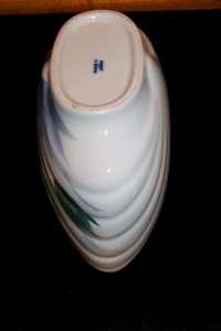 Vintage Japanese Floral Shell Shape Vase Blue mark Japa  