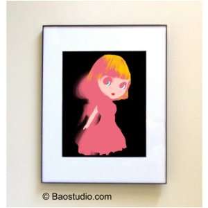 Blythe Doll (Black Pink)  Framed Pop Art By Jbao (Signed Dated Matted)