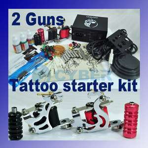 Complete Tattoo Starter Kit 2 Guns Supply Set Equipment  