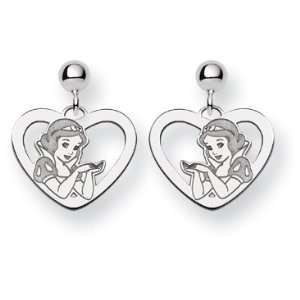  14k White Gold Disney Snow White Heart Earrings Jewelry