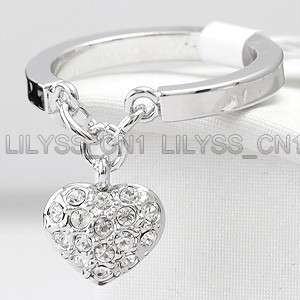 16ct Heart Charm Ring GP use Swarovski Crystal 138RW  