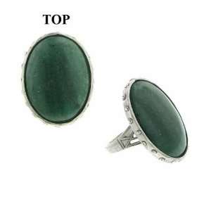  T.R.U. Indian Oval Green Aventurine Ring Size 6.5 1928 