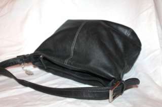 TIGNANELLO Black Pebbled Soft Leather Shoulder Bag Purse Medium 
