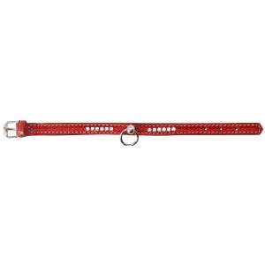 Petego La Cinopelca Flat Calfskin Collar with Crystals, Red, X Small 