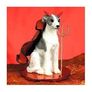 Whippet Little Devil Dog Figurine   Gray & White 
