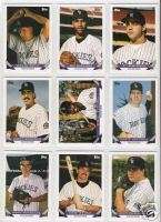 1993 Topps Colorado Rockies Team Set With Traded Cards  