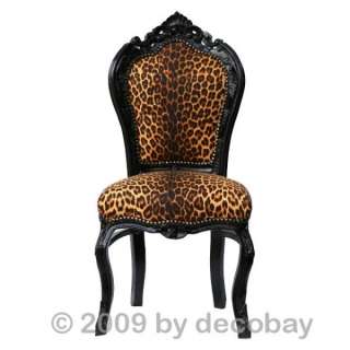Dining Chair, baroque Style, dining chair with glossy solid wood black 