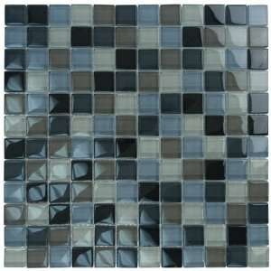  Aqua mosaics   1 x 1 glass mosaic in black charcoal gray 
