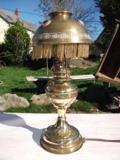 Fabulous French Art Nouveau brass table lamp. Converted oil lamp c1890 