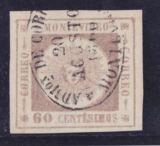 URUGUAY CLASSIC STAMP SUN Sc#13d YV 12A USED XF  