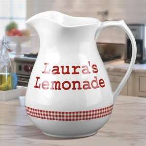  Personalized Red Gingham Lemonade Pitcher
