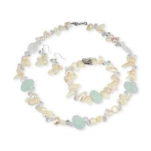    Fresh Water Pearl Crystal Pastel Fashion Jewelry Set Jewelry