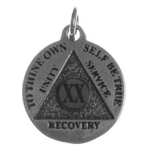 Alcoholics Anonymous Mini Medallion, 20 Year (XX), 13/16 Wide 1 1/16
