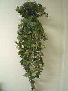 48 GREEN Grape Leaves w/ Grapes Hanging Bush Artificial Silk 