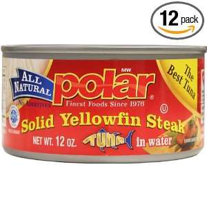MW Polar All Natural Solid Yellowfin Steak Tuna in Water, 12 Ounce 