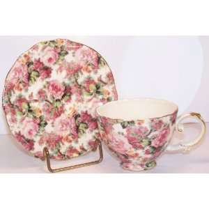  Ramble Rose Chintz Porcelain Cup and Saucer Kitchen 