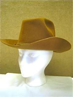 Vtg Tobacco Brown Wool Felt Western Cowboy Hat 6 3/4  