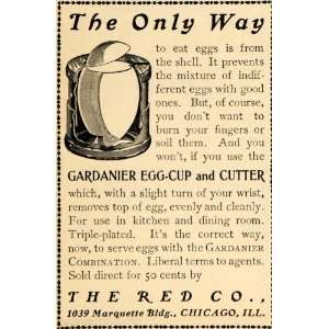 1902 Ad Gardanier Egg Cup Cutter Red Chicago Dinner   Original Print 