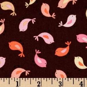  45 Wide Timeless Treasures Mod Birdies Chocolate Fabric 