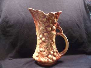   RETRO MCCOY PITCHER VASE GRAPEVINE BROWN & YELLOW MADE IN USA  