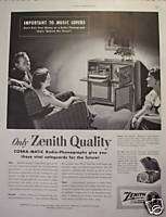 ZENITH COBRA MATIC RADIO PHONOGRAPH VINTAGE AD 1951  