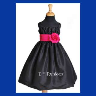 BLACK FUCHSIA SASH PICK UP FLOWER GIRL DRESS 2 4 6 8 10  