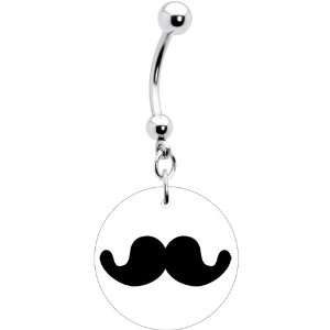   Stainless Steel Black Mustache Graphic Belly Ring Body Candy Jewelry