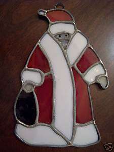 SANTA CLAUS STAINED GLASS ORIGINAL MADE IN USA  