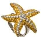 Yellow Cubic Zirconia Starfish Ring in Sterling Silver