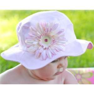  Pale Pink Sun Hat with Daisy Baby