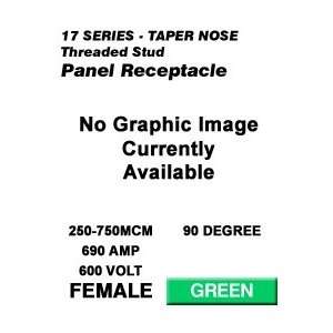   17R22 G 17 Series Female 90 Degree Threaded Stud Receptacle   Green