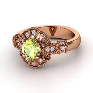  Chantilly Ring, Round Peridot 14K Rose Gold Ring with 