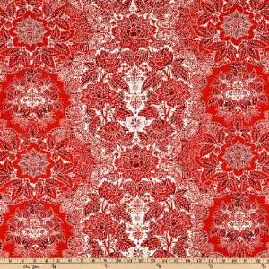  44 Wide Splendid Holiday Stylized Floral Medallions Red 