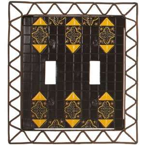 Seville Faux Black and Yellow Tile   2 Toggle Wallplate   CLEARANCE 