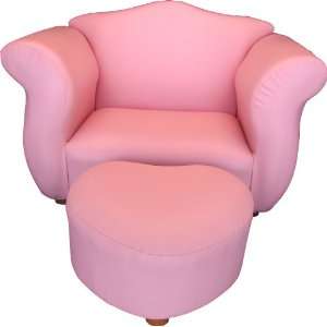  Leatherette Pink Childrens Chair and Heart Ottoman