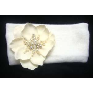  NEW Ivory White Flower Ear Warmer Headbands, Limited 