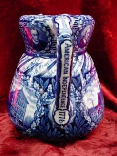 Antique 1776 Rowland Marsellus HISTORICAL PITCHER Staffordshire BLUE 