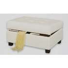 Poundex Cream bonded leather match storage ottoman foot stool with 