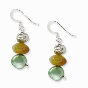 Sterling Silver Jade, Green & Light Grey Freshwater Cultured Pearl 