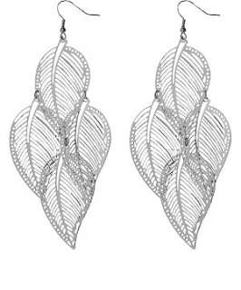 Silver (Silver) Cutwork Leaf Earrings  217511892  New Look