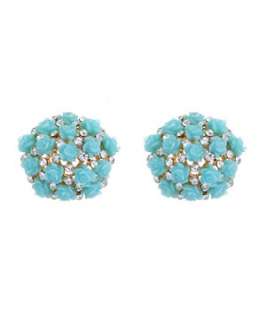   (Green) Carved Flower Cluster Stud Earring  249200537  New Look