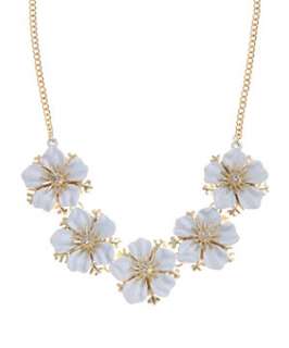 Cream (Cream) Diamanté Studded Flower Necklace  248738213  New Look