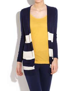 Blue Pattern (Blue) Longline Block Stripe Cardigan  235339549  New 