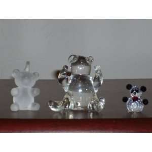  Set of 3 Glass Teddy Bears 